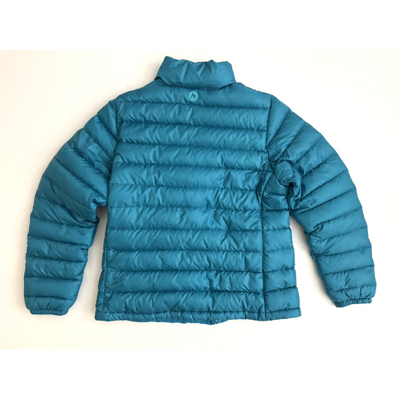 Marmot Jacket XL 700-Fill Down Turquoise Blue Quilted Full Zip Pockets Packable - Picture 3 of 15
